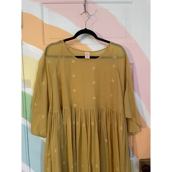 House of Wandering Silk Juhu Cotton Dress NWT $259 Turmeric One Size - Picture 3 of 10
